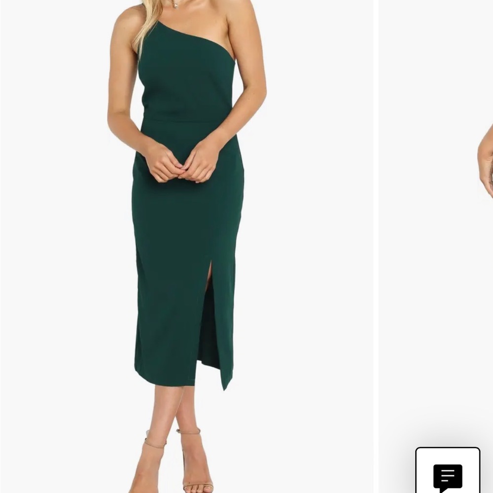Petal & Pup One-Shoulder Midi Dress in Emerald